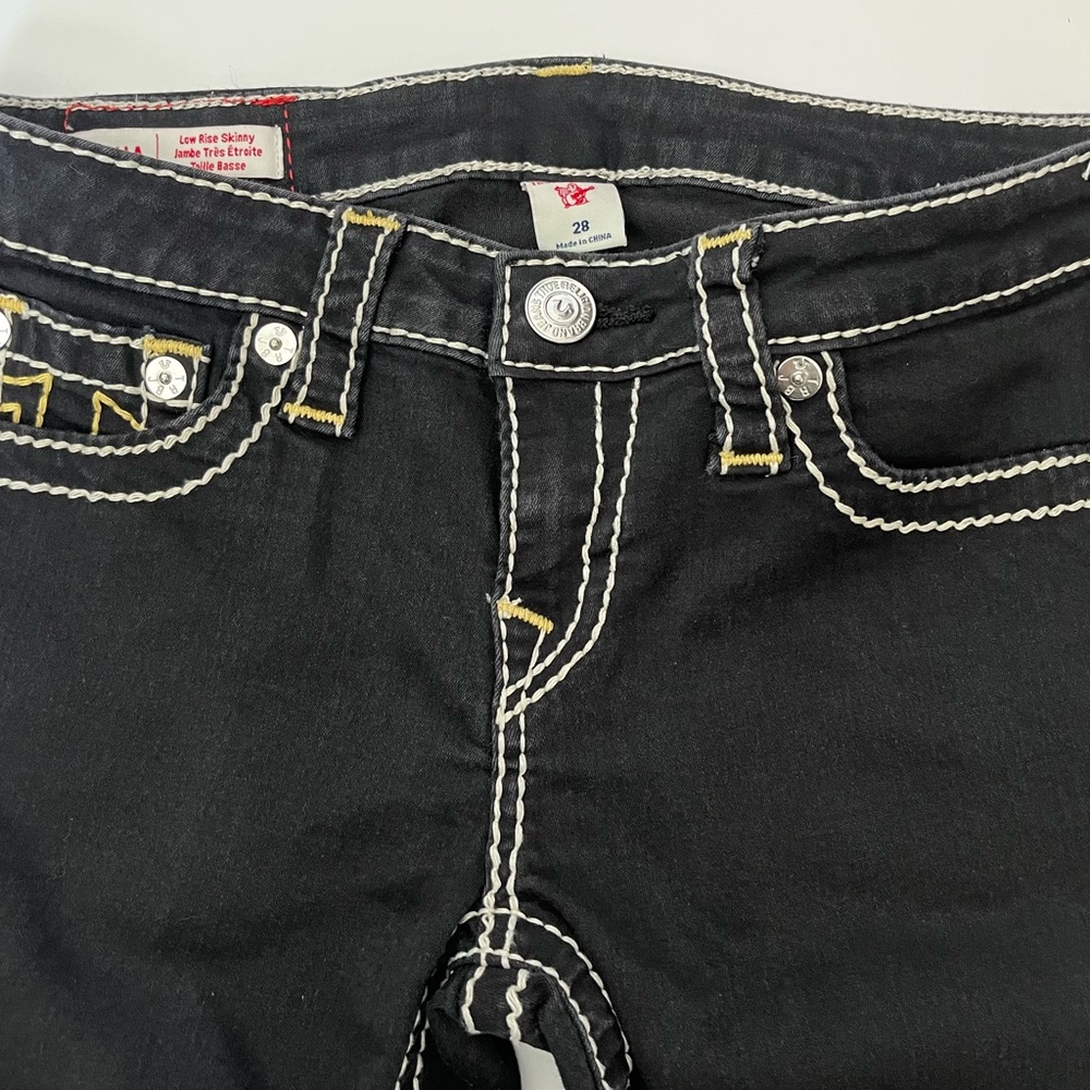 True Religion Black Jeans with White Stitching